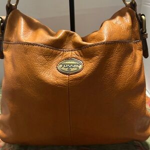 Fossil Cognac Leather Shoulder Hobo